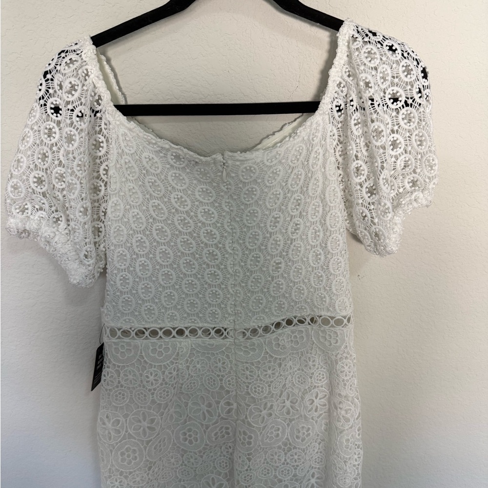Express White Off The Shoulder Crochet Lace Midi Pencil Dress XS NEW - Picture 9 of 10